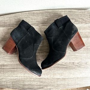 Splendid Lakota Black Suede Heeled Ankle Boots Women’s Size 10